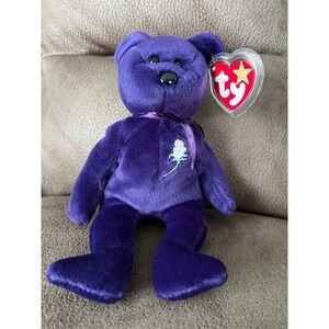 Ty Beanie Baby Princess Diana Memorial Bear 1997 Purple Rose Vintage Plush Toy